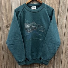 Vintage Northern Reflections Loon Animal Nature Crewneck Sweatshirt Green XL picture