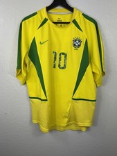 Authentic Nike Brazil 2002/04 Rivaldo #10 Football Shirt Yellow Medium picture
