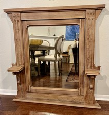 Large ANTIQUE FRENCH-STYLE CARVED OAK OVERMANTEL MIRROR Mirror France C. 1800’s picture