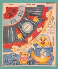 Vintage Paas Easter Egg Holders Ephemera NOS Kitschy 60's Chick-Adee Space Ship picture