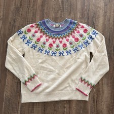 Boden Sweater Edie Fair Isle Jumper Size Medium 3D Floral  Wool Alpaca Knit picture