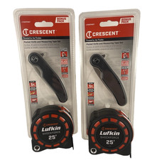 2 Pack Crescent Lufkin ShockForce Tape Measure 25' Pocket Knife L1125 picture