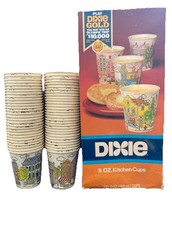 VTG DIXIE 5 Oz Paper Cup Heritage Town Scenes Box 59/100 Cups. 1984 Olympics picture