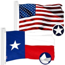 G128 Combo: USA Flag & Texas TX State Flag Both 3x5 Ft Embroidered Polyester picture