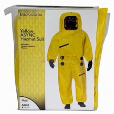 05133244 Spirit Halloween Adult Yellow Async Hazmat Suit Backrooms Size Varies picture