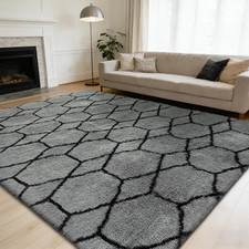 5X8 Shag Area Rug for Bedroom,Grey and Black Fluffy Rugs for Living Room picture