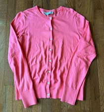Loft Women's Coral Pink Soft Knit Cardigan, Buttons, Long Sleeves, Size Small picture