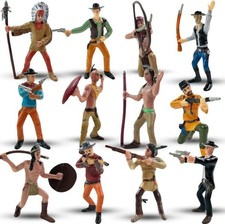 12 PCS Cowboy and Indian Figures, Mini Wild West and Native American Toy Figurin picture