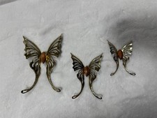 VINTAGE HOMCO BRASS & WOOD BUTTERFLY WALL HANGINGS HOME INTERIORS picture