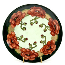 Antique Limoges France Hand Painted Poppy Plate Art Nouveau W Guerin Signed 