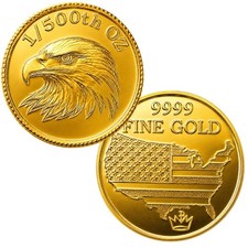 1/500 oz .9999 Fine Gold Round - Eagle Head (Sealed in Capsule) picture