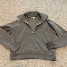Spanx AirEssentials Half Zip Pullover Heather Grey Sweatshirt Size M 50346R picture