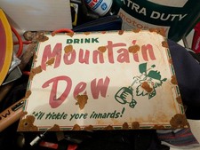 Vintage Mountain Dew Sign Yahooo Hillbilly Soda Gas Station Porcelain Sign 12x9 picture
