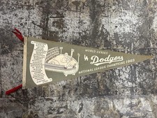 1963 Los Angeles Dodgers NL Champions Roster Felt Pennant 29in Koufax Vintage picture