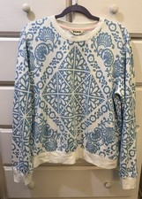 Boden Blue/White Hannah Terrace Mosaic  Crewneck Sweatshirt  M 100% Cotton LN picture