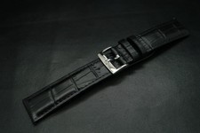 OEM Omega 18mm Black Leather Strap + Silver Buckle - Fits Omega Watches picture