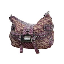 Guess Clover Shoulder Bag Women Purple Y2K Monogram Snakeskin Mcbling Zebra VTG picture
