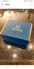 Antique Titus blue rectangle watch box and Garentee Card Titus Antique watches picture