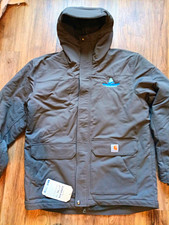 Carhartt Men's Gray Hooded Insulated Zip Jacket M Relaxed Fit Workwear picture
