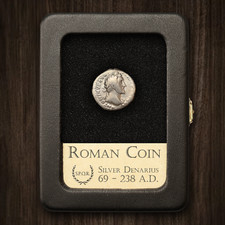 RARE Roman Empire Coin Silver Denarius - HIGH GRADE - With Display Case picture