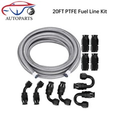 6/8/10AN Stainless Steel PTFE Fuel Line 20ft 10PCS Fittings Hose Kit E85 Silver picture