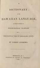 RARE 1865 First - Dictionary Hawaiian Language 1st Ed. Lorrin Andrews/Near Fine picture