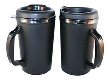 2 Foam Insulated 20 oz. ThermoServ Travel Mugs Black picture