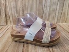 REEF Cushion Vista Hi Sandals Women's 9.5 White Strap Slides Cork Platform Beach picture