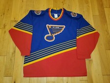 Vintage 1995-98 St. Louis Blues Music Horn Mens NHL Hockey Team Replica JERSEY L picture