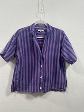 Madewell Striped Purple Linen Button Up XS picture