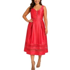 Adrianna Papell Coral Pink Cocktail Dress Cut Out Fit and Flare Midi Size 10 picture