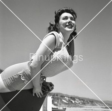 VERY RARE  1957  Vintage  2.25 b/w Negative Tranaparency Busty Art Meg Myles 3 picture