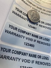 100 LARGE CUSTOM TAMPER EVIDENT SECURITY LABELS COMPANY & LOGO [3X1 INCH] picture