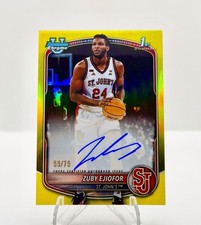 ZUBY EJIOFOR 2025-26 Bowman Chrome Rookie Yellow ON CARD AUTO /75 Hawks St Johns picture