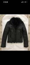 Theory Black Shearling Sheepskin Lamb Fur Jacket Petite Small picture