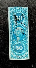 US Scott #R57a Superb Imperf 50c Lease 1st Issue Revenue CV$35 picture