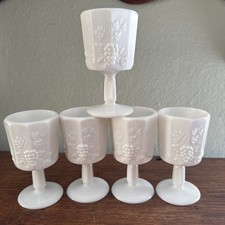 Five Vintage WESTMORELAND Paneled Grape Milk Glass cordials picture