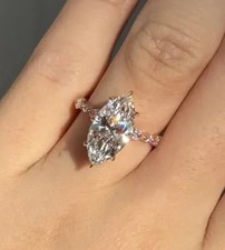IGI Certified Lab Grown Diamond Ring Marquise Cut 14k White Gold 3.5 Ct E F VVS picture