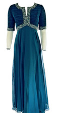 NWT Vintage Victor Costa Emerald Green Chiffon Gown 8 Whimsigoth Prom Dress picture