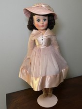 Vintage Madame Alexander Cissy Doll 19” Brunette Blue Eyes Pink Dress Hat picture