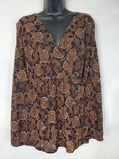 lane bryant Blouse Women's Size 26/28 Wrap Design Floral V-Neck Semi Sheer USA picture