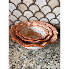 Old World Temp-Tations by Tara Orange Oven to Table 3 Bowl Set RARE picture