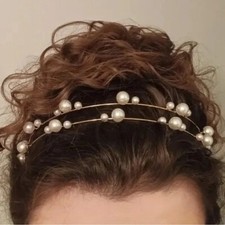 New double row faux pearl Headpiece Wedding ✨💕✨ picture