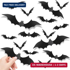 140Pcs Bats Halloween Decorations Party Supplies, Realistic PVC 3D Black Scary picture