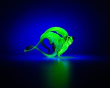 Bronze Green Uranium Glass Fish Sculpture UV Reactive Art Figurine Unique picture