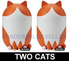 TWO BRAND NEW IKEA GREJSIMOJS CUTE ORANGE WHITE CAT SHAPED PLASTIC CONTAINERS😺 picture