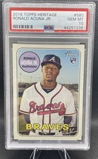 2018 TOPPS HERITAGE #580 RONALD ACUNA JR. ROOKIE RC PSA 10 picture