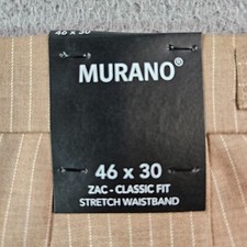 $99 NWT Murano Big Man Dress Pants Men 46x30 Zac Pleated Brown Pinstriped picture