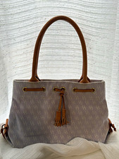 Dooney & Bourke lilac/cream Logo Satchel Top Handle Tassel Snap Gold, Pockets picture
