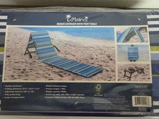  Melino Folding Beach Lounger with Tray Table Padded Wood Frame Lightweight picture